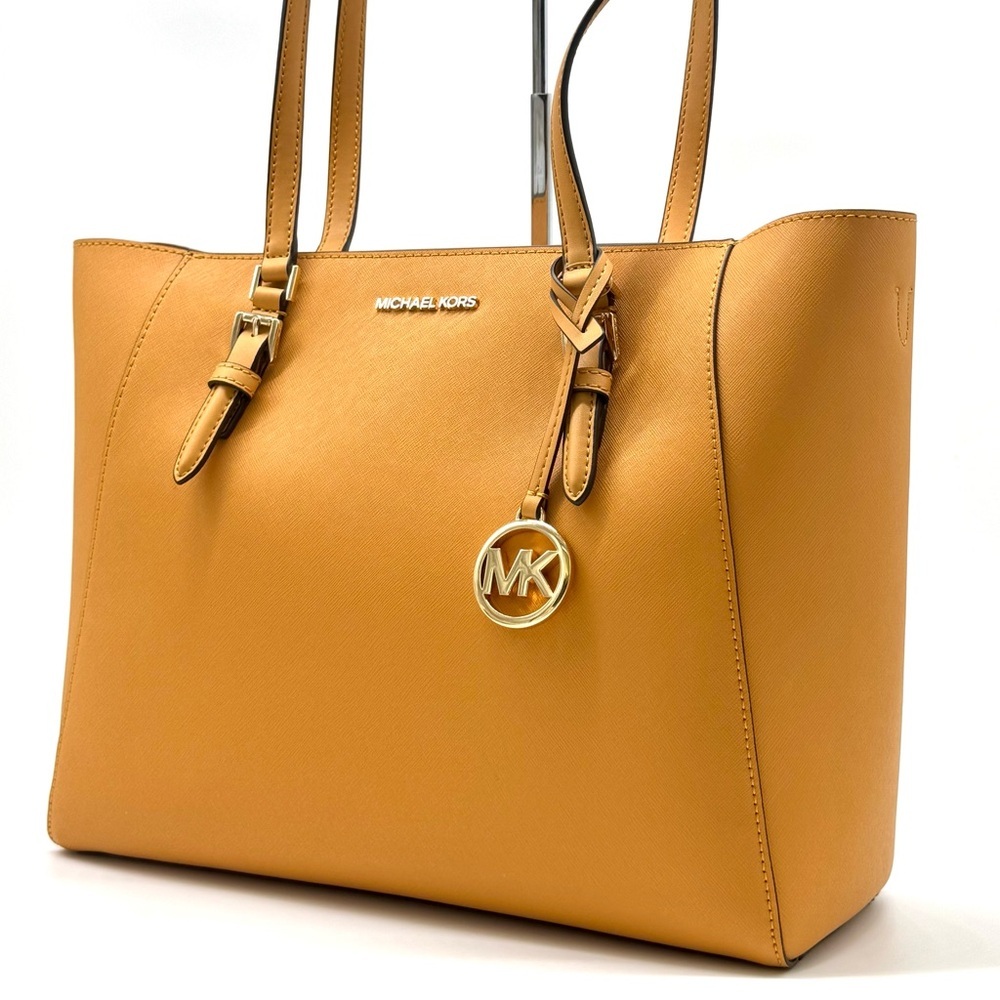 Michael Kors Charlotte LG Tote Bag 3 IN 1 Leather Shoulder Bag Cider - Picture 2 of 13